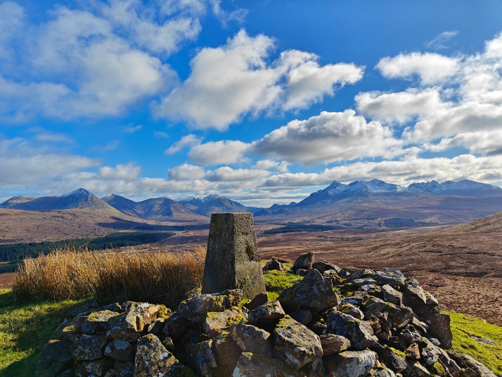 Meall An Fhuarain Trig Point (Varragill): River Views Followed by a Sight of the Stunning Cuillins